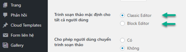 Chuyển trình soạn thảo về Classic Editor cho WordPress