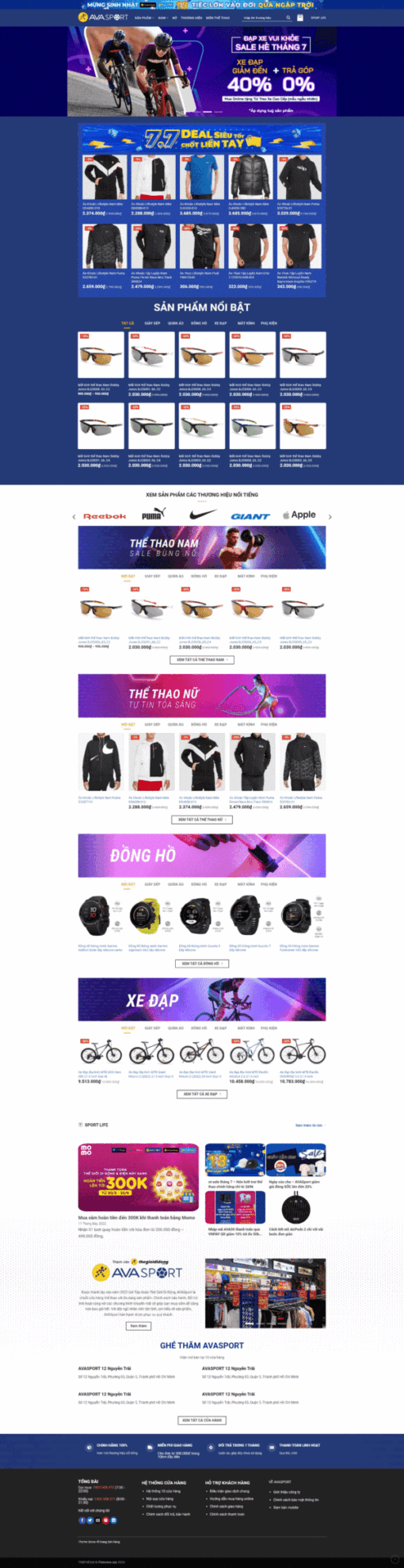 Theme Shop thể thao shop gia dụng đẹp avasport.com