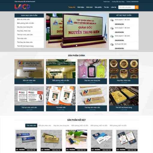 Theme WordPress dịch vụ làm biển chức danh, thẻ văn phòng