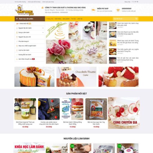 Theme WordPress bán nguyên liệu, dung cụ làm bánh 01