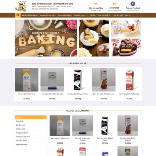 Theme WordPress bán nguyên liệu, dung cụ làm bánh 02