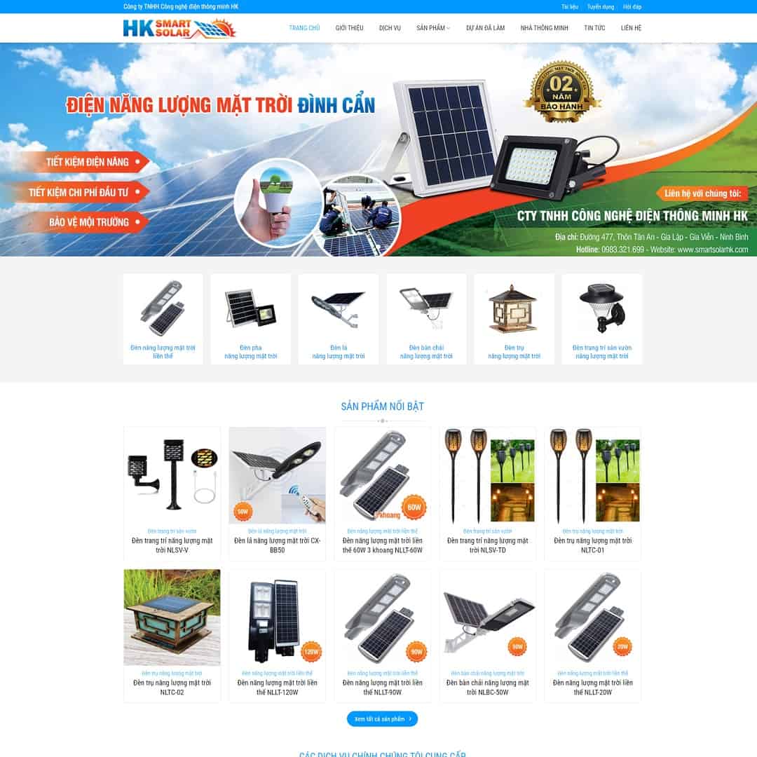 Theme WordPress bán đèn led, thiết bị năng lượng mặt trời