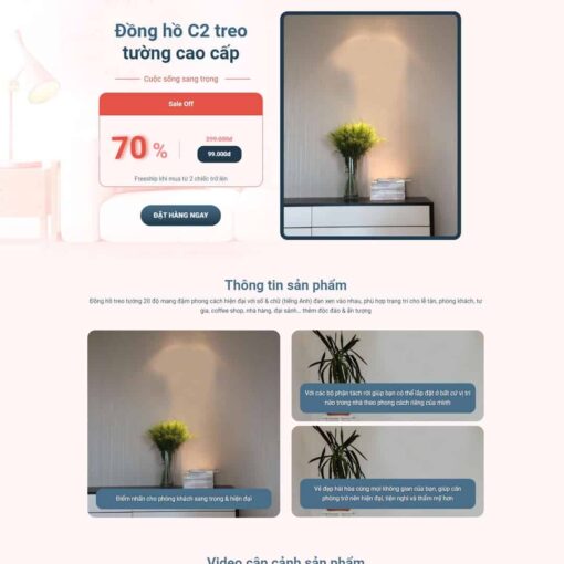 Theme WordPress landing page đồng hồ gián tường 3D