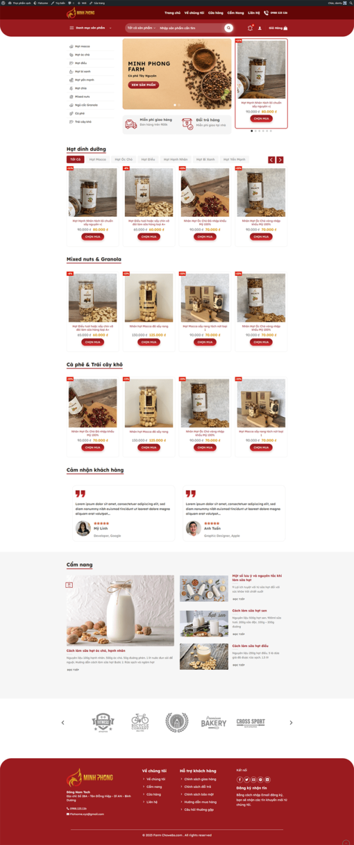 Theme thực phẩm sạch bằng flatsome wordpress