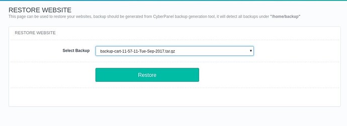 [Cyberpanel] Backup and restore data