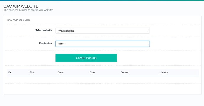 [Cyberpanel] Backup and restore data