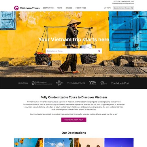 Theme WordPress du lịch 18, giao diện du lịch 18 đẹp